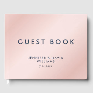 Moderne Blush- und Navy-Blue-Hochzeit Gästebuch