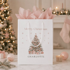 Moderne Blush-Weihnachtsbaum-Geschenktasche mit in Mittlere Geschenktüte