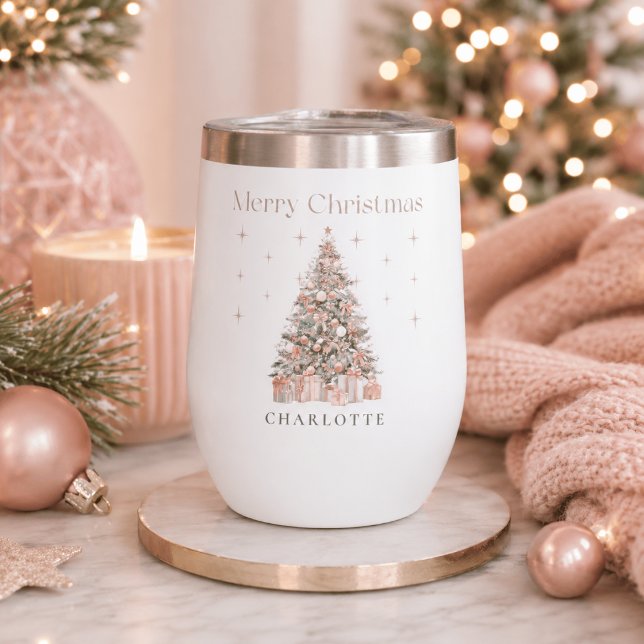Moderne Blush-Weihnachtsbaum – Personalisierter Fe (Von Creator hochgeladen)