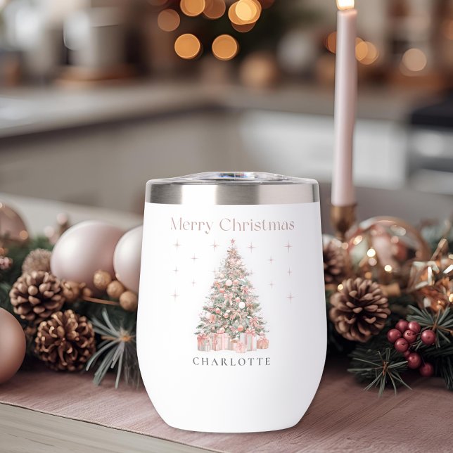 Moderne Blush-Weihnachtsbaum – Personalisierter Fe (Von Creator hochgeladen)