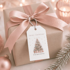 Moderne Blush-Weihnachtsbaum – Personalisierter Fe Geschenkanhänger