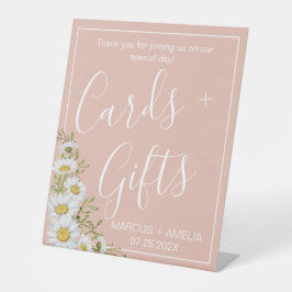 Moderne Blush & White Daisies Hochzeitskarten & Ge Sockelschild