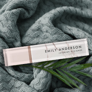 MODERNE BLUSPINK ROSE GOLD MARBLE TEXTURE NAMENSPLAKETTE