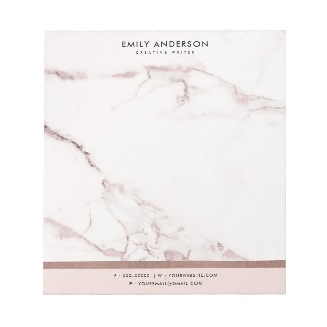 MODERNE BLUSPINK ROSE GOLD MARBLE TEXTURE NOTIZBLOCK (Vorderseite)
