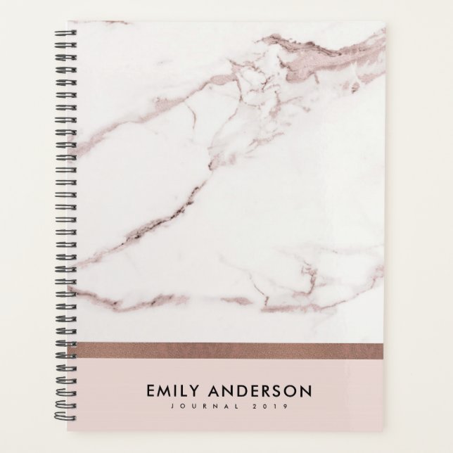 MODERNE BLUSPINK ROSE GOLD MARBLE TEXTURE PLANER (Vorderseite)