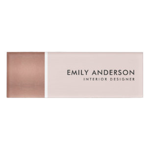 MODERNE BLUSTERPINK ROSE GOLD SHIMMER TEXTURE NAMENSCHILD
