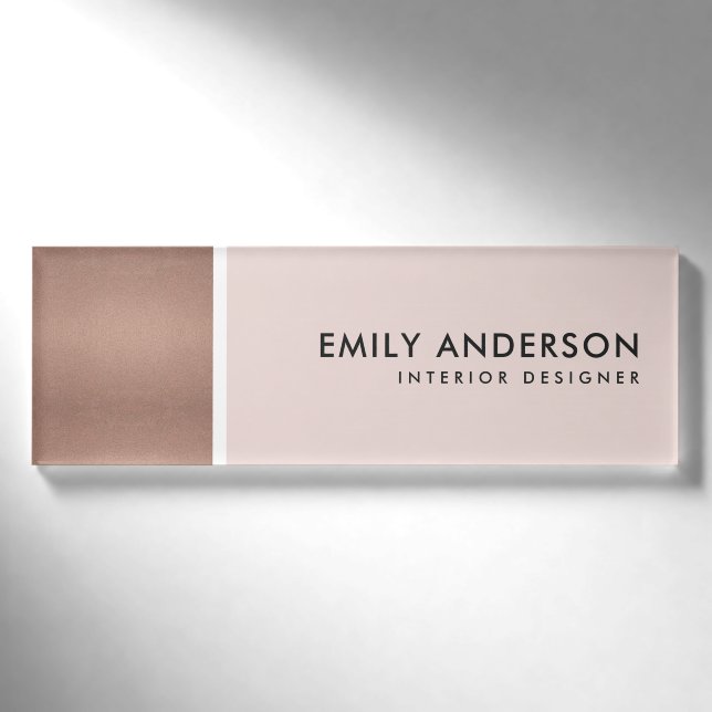 MODERNE BLUSTERPINK ROSE GOLD SHIMMER TEXTURE NAMENSCHILD (Vorderseite)