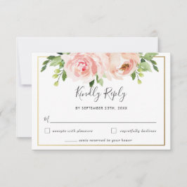 Moderne Blütengrüne Hochzeitskarte RSVP