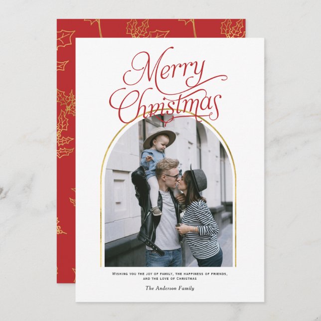 Moderne Bogen fröhliche Weihnachten Gruß Foto Urla (Vorne/Hinten)