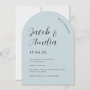 Moderne Bogen Hochzeit Dusty Blue Verlobungsfeier Einladung