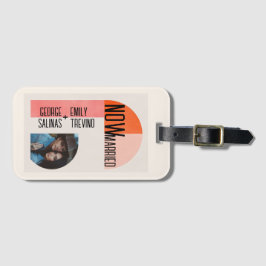 Moderne Bögen, Orangen und Rosa, neu verheiratet Gepäckanhänger