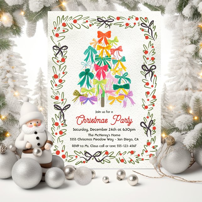 Moderne Bogen-Weihnachtsbaum-Party Einladung (Von Creator hochgeladen)