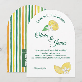 Moderne Bogenförmige Zitronen-Blumen-Hochzeitseinl Einladung