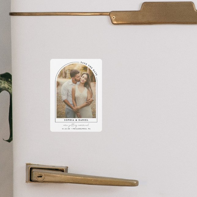 Moderne Bogenspeicherkarte mit Foto zum Datum merk Magnet (Von Creator hochgeladen)