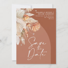 Moderne bohemianische Terracotta Pampas Gras stilv Save The Date