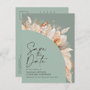 Moderne bohemianische Terracotta Pampas Gras Weide Ankündigungspostkarte