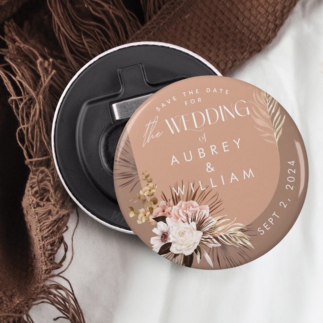 Moderne Bohemische Aquarellblume Save the Date Flaschenöffner (Modern Bohemian Watercolor Floral Save the Date Bottle Opener)