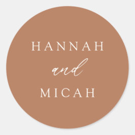 Moderne Bohemische Burnt Orange Wedding Classic Ro Runder Aufkleber