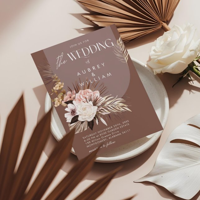 Moderne Bohemische Hochzeit mit floralen Wasserfar Einladung (Modern Chic Bohemian Watercolor Floral Wedding Invitation)