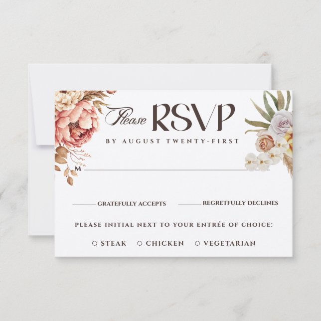 Moderne Bohemische Hochzeit mit floralen Wasserfar Einladung (Vorderseite)