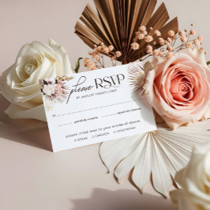 Moderne Bohemische Hochzeit mit floralen Wasserfar RSVP Karte