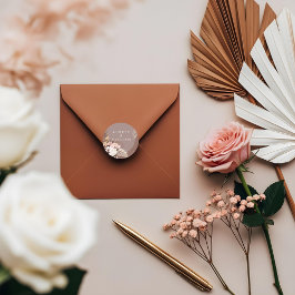 Moderne Bohemische Hochzeit mit floralen Wasserfar Runder Aufkleber