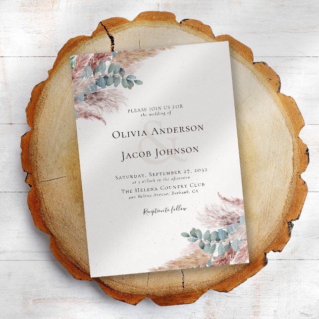 Moderne Bohemische Pampas Grass Naturhochzeit Einladung (Von Creator hochgeladen)