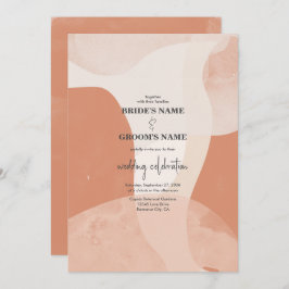 Moderne Bohemische Terracotta Abstrakte Hochzeit Einladung