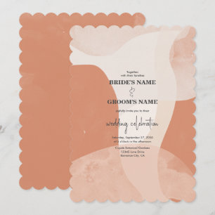 Moderne Bohemische Terracotta Abstrakte Hochzeit Einladung