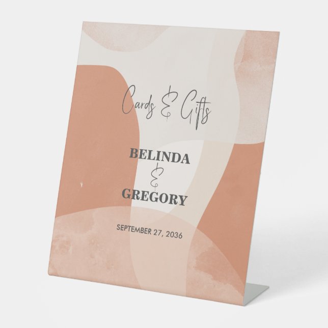 Moderne Bohemische Terracotta Hochzeitskarten Gesc Sockelschild (Vorderseite)