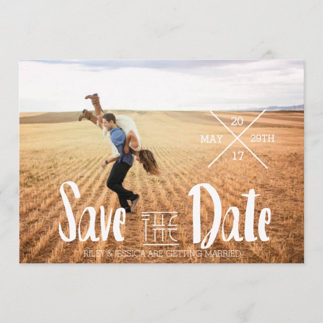 Moderne Bohemische Typografie | FOTO SAVE THE DATE (Vorderseite)