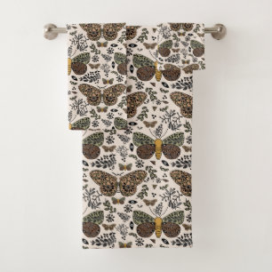 Moderne Bohemische Wildblumen Abstraktes Muster Badhandtuch Set