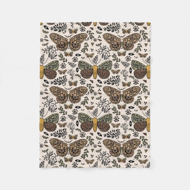 Moderne Bohemische Wildblumen Abstraktes Muster Fleecedecke (Vorderseite)