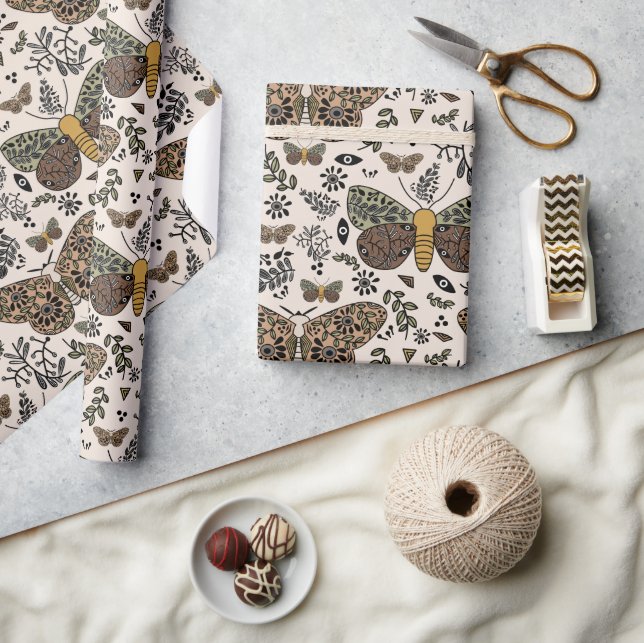 Moderne Bohemische Wildblumen Abstraktes Muster Geschenkpapier (Kunsthandwerk)