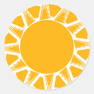 Moderne bohgelbe Sonnenstrahlen niedlich Runder Aufkleber