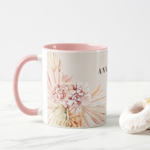 Moderne böhmische Aquarellblumen in Pastellfarben  Tasse