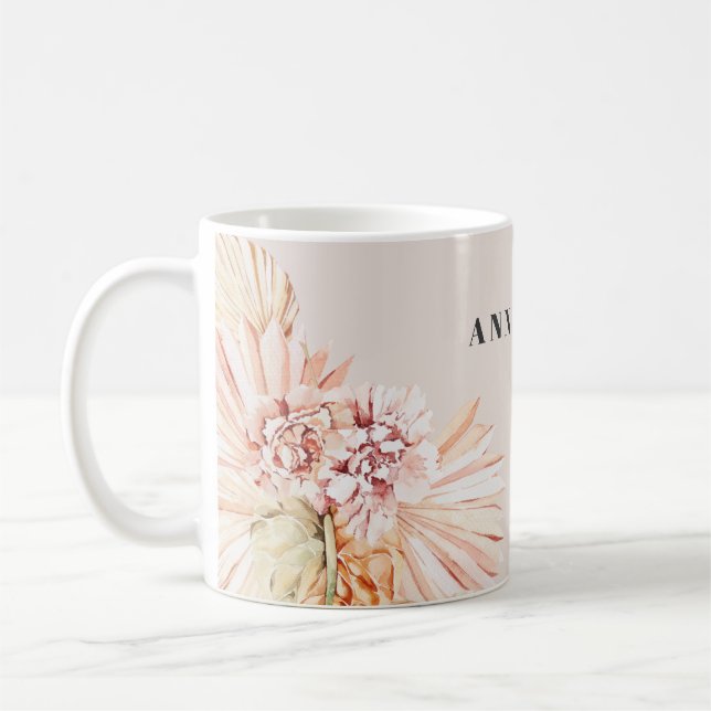 Moderne böhmische Aquarellblumen Kaffeetasse (Links)