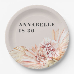 Moderne böhmische Aquarellblütenpastel Geburtstag Pappteller