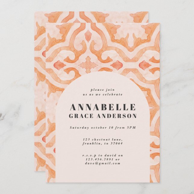 Moderne böhmische Aquarellkachel (Vorne/Hinten)