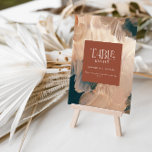 Moderne böhmische malerische Terrakotta aquamarine Dankeskarte<br><div class="desc">Modernes böhmisches,  malerisches Terrakotta aquamarine Tischnummer Podestschild. Modernes Rost Terracotta gebrannt orange,  beige und aquamarin abstrakte Malergestaltung.</div>