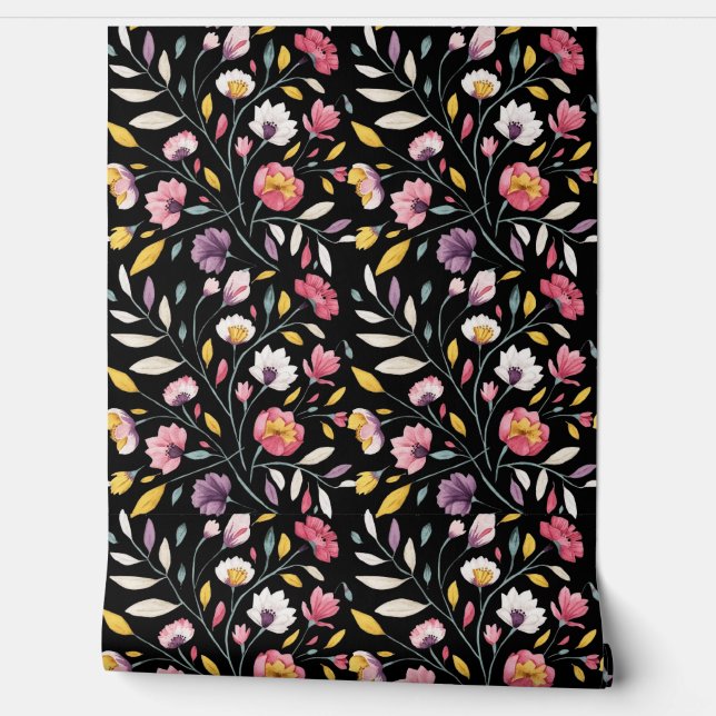 Moderne böhmische Wildblumen Tapete (Abrollen)