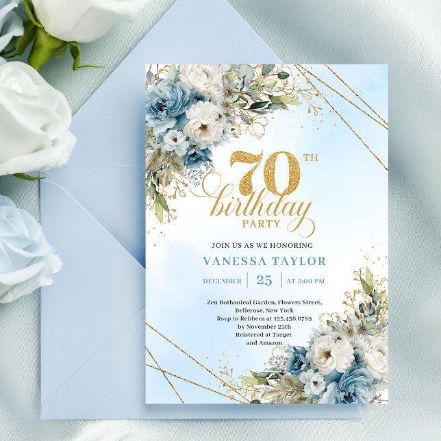 Moderne Boho 70. Geburtstags-Blumen-Einladung Einladung (Modern Boho 70th Birthday Floral Invitation)