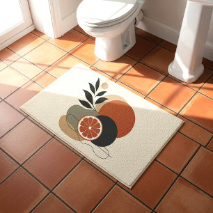 Moderne Boho-Abstrakte Kunst Orange und Terrakotta Badematte