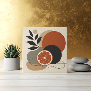 Moderne Boho-Abstrakte Kunst Orange und Terrakotta Fliese