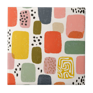 Moderne Boho-Abstrakte Wasserfarbmuster Bunt Fliese
