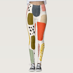 Moderne Boho-Abstrakte Wasserfarbmuster Bunt Leggings