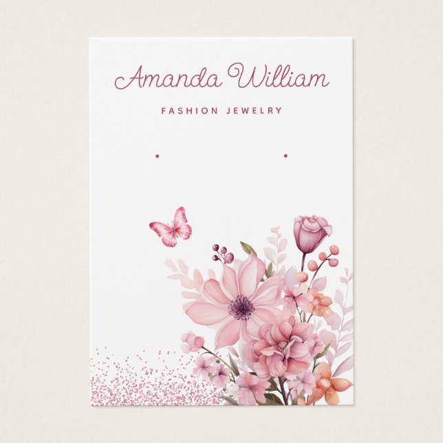 Moderne boho Aquarellblume Ohrkarte (Vorderseite)