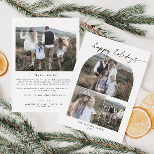 Moderne Boho Arch Foto Collage Familie Feiertagskarte