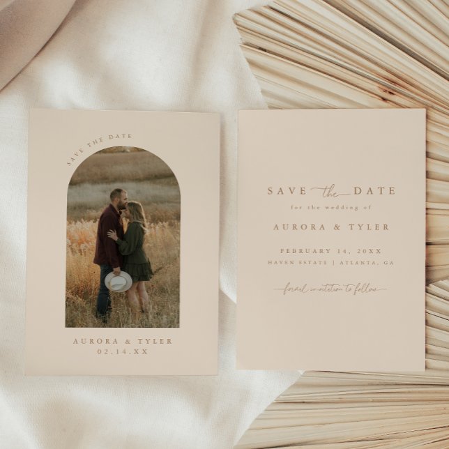 Moderne Boho Arch Foto Hochzeit Save The Date (Von Creator hochgeladen)