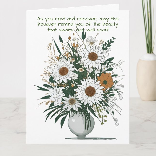 Moderne Boho Art Blume in einer Vase wird bald gut Karte (Vorderseite)